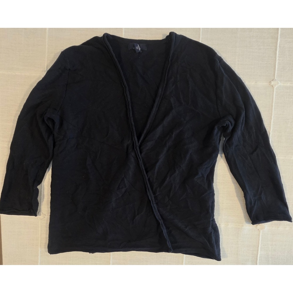Gap Womens XS Black Wrap Cardigan 3/4 Sleeve V-Neck Lightweight Knit Sweater